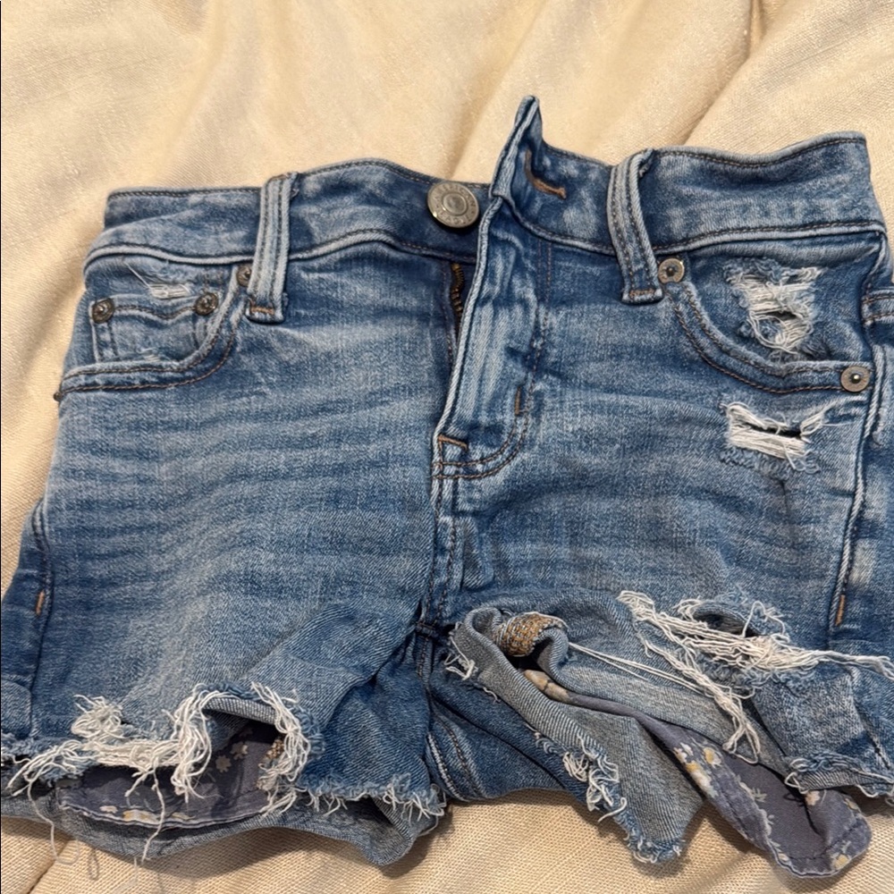 Distressed Blue Denim Shorts